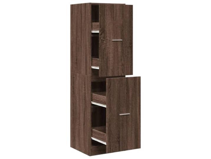 KUPTYERFG Apothekerschrank Eichen-Optik 40x41x144,5 cm Holzwerkstoff Vielseitiger Auszugschrank in Braun mit 4 Schubladen für geordnete Aufbewahrung in Küche, Wohnzimmer oder Büro.