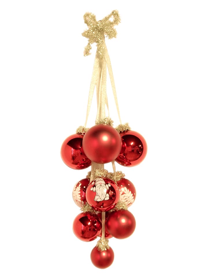 Krebs Glas Lauscha Christbaumkugel-Dekoration in Rot/ Gold - onesize
