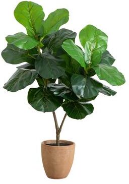 Nearly Natural 4-ft Artificial Giant Leaf Fiddle Leaf Fig Tree in Decorative Planter