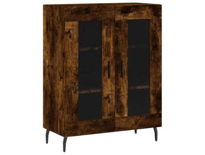HGFDVCMR Sideboard mit Glastüren Kommode Räuchereiche 69,5x34x90 cm Eleganter Beistellschrank in Räuchereiche-Optik mit Glastüren und Metallfüßen für Wohnzimmer und Schlafzimmer.