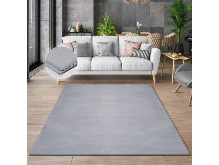 Teppich THE CARPET Cosy , grau, B:140cm H:11mm L:200cm, Polyester, Teppiche, Teppich, Wohnzimmer Teppich Fell-Optik waschbar elegant