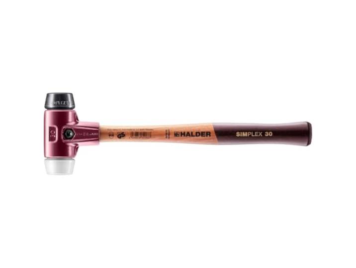 Maillet SIMPLEX\, Caoutchouc chargé/superplastique; avec boîtier en fonte malléable et manche en bois D=30 mm 3027.030
