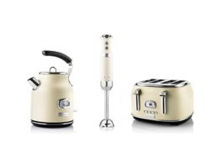Westinghouse Retro Set 3 pièces bouilloire 1 7 L grille-pain 4 fentes et mixeur plongeant Beige
