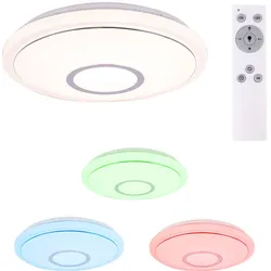 Smart LED Deckenleuchte mit Fernbedienung Deckenlampe dimmbar Schlafzimmerlampe, CCT Schaltung Farbwechsel Nachtlichtfunktion, 19W 1040lm 3000-6000K, DxH 40x6,5 cm