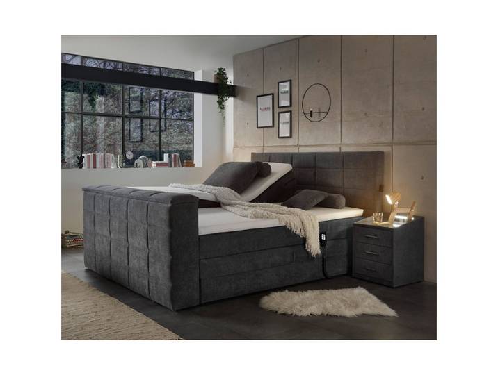 Lomadox Boxspringbett DURAZNO-09, 180x200cm, in anthrazit, elektrisch verstellbar, mit TV-Halterung
