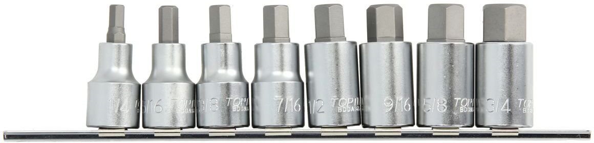 Toptul Set di bussole esagonali 1/2 8Stk 1/4 5/16 3/8 7/16 1/2 9/16 5/8 3/4 pollici