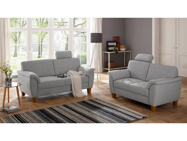 Polstergarnitur OTTO HOME Texel , silber, Struktur, Sitzmöbel-Sets, als Set, mit Federkern und Kontrastnaht