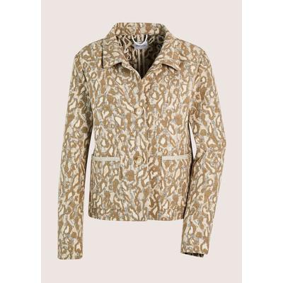 Jackenblazer MADELEINE "Jacquardblazer Moderner Kurzblazer im Leo-Design", Damen, Gr. 48, beige (beige, cappuccino, multicolor), Obermaterial: 54% Baumwolle CO. 42% Polyester PES. 4% sonstige Fasern AF., Modern, Blazer, Jacuard im Leo-Design