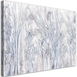 WANDBILD iris blumenkonturen blau