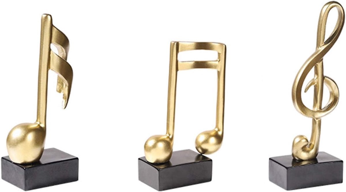 Handgemaakte Muzikale Noten Beeldjes - Goud - Hoogte: 19 cm
