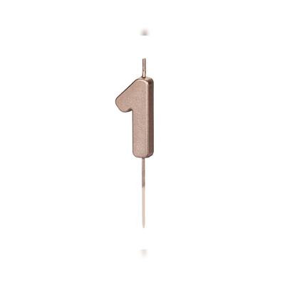 PartyDeco Geburtstagskerze Zahl 1 Zahlenkerze 4,5cm Kuchenkerzen Tortenkerzen Geburtstag Jubiläum Jahrestag Partydeko Geburtstag Tortendeko Rosegold