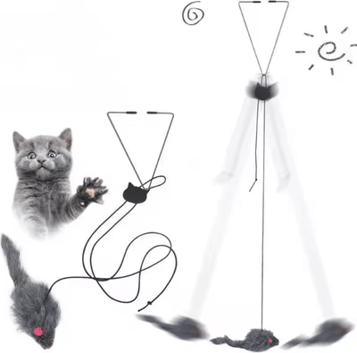 Inspire Curations BounceMouse Hanging Door Cat Toy Elastic Interactive Teaser For Endless Play BounceMouse Hanging Door Cat Toy Elastic Interactive Teaser For Endless Play