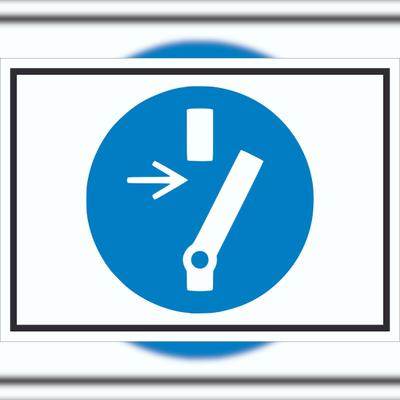 HB-Druck Vor Wartung oder Reparatur freischalten Symbol Schild A1 Rückseite selbstklebend