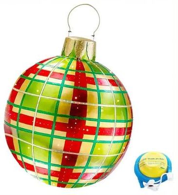 Uplift Treasures 60cm Giant Inflatable Christmas Ball Outdoor Decoration patterned Plaid