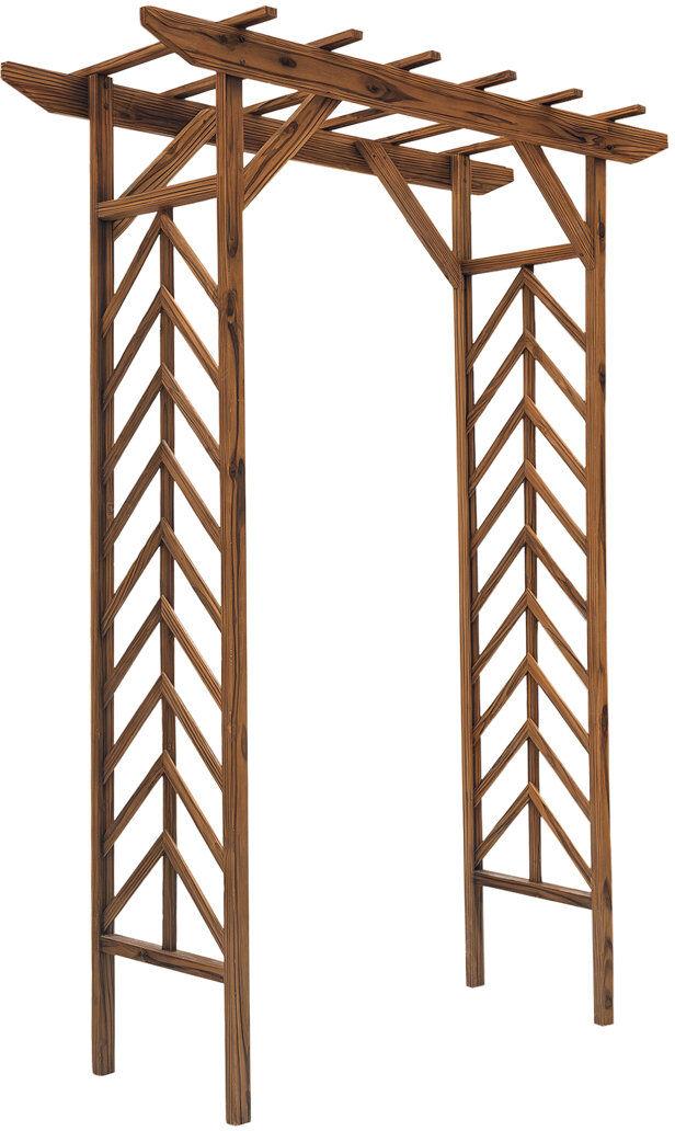 Lily Manor Outsunny Wooden Garden Arbor with Pergola Roof, for Climbing Vines Brown 200cm H X 140cm W X 65cm D
