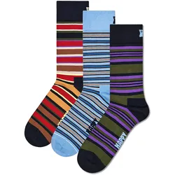 Happy Socks Unisex Socken, 3er Pack - Graphic Socks, Geschenkbox, Streifen, Baumwollmischung Blau/Grün/Rot / 36-40