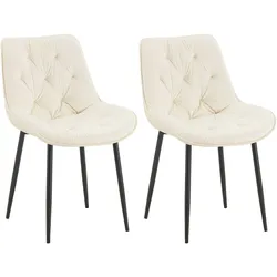 CLP 2er Set Esszimmerstuhl Wallace Samt - Farbe: creme