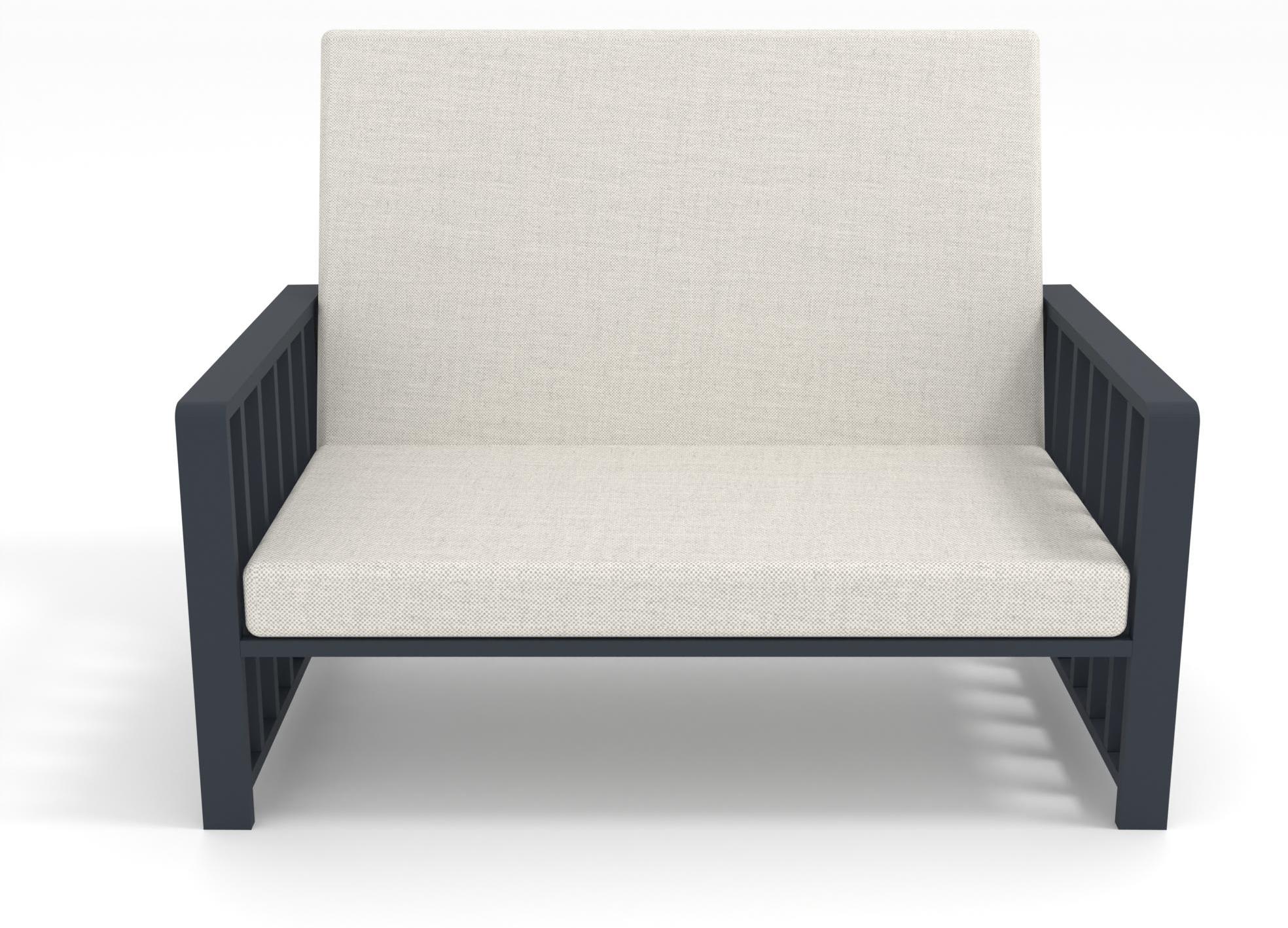 Möbae Solena Gartensofa Anthrazit 80x132x92 cm mit beigen Kissen aus Kiefernholz Holzsofa für Terrasse Balkon Garten moderne Gartenmöbel wetterfest bequem