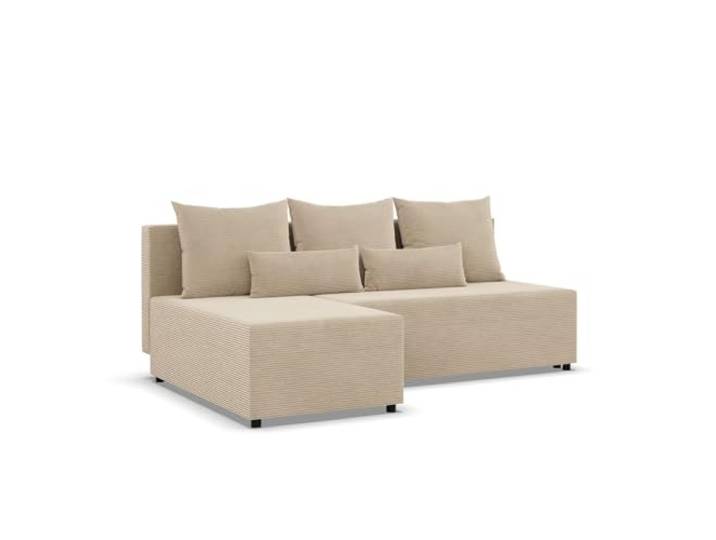 Mebligo Fermo - Ecksofa mit Schlaffunktion, Bettkastem, Komfort und Still, Universelle Seite, beige (Poso 100)
