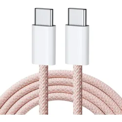 MobileKing 1m Nylon USB-C zu USB-C Schnell-Ladekabel rosa MBK372