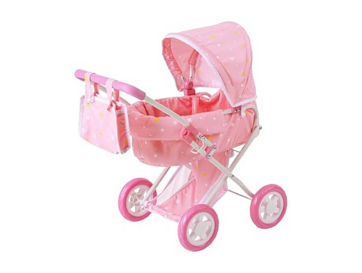 Teamson Kids Luxe Poppenwagen Voor Babypoppen - Accessoires Voor Poppen - Kinderspeelgoed - Roze/Wit/Sterren