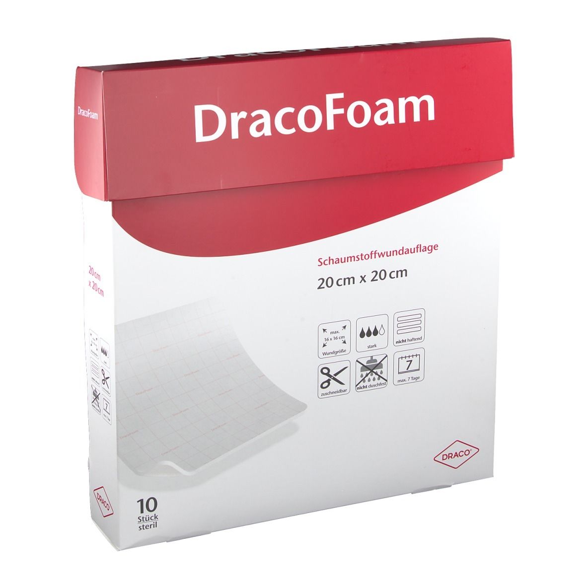 Dracofoam Schaumstoff Wundauflage 20x20 cm 10 St Verband
