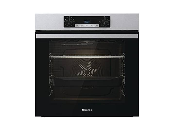 Hisense BI62216AX – Multifunktions-Einbauofen, 77 l, beheizt, 11 Kochfunktionen, Pizza 300 °C, schnelles Vorheizen, Reinigung Steam Clean, Teleskopschienen, LED-Touch-Display – Edelstahl