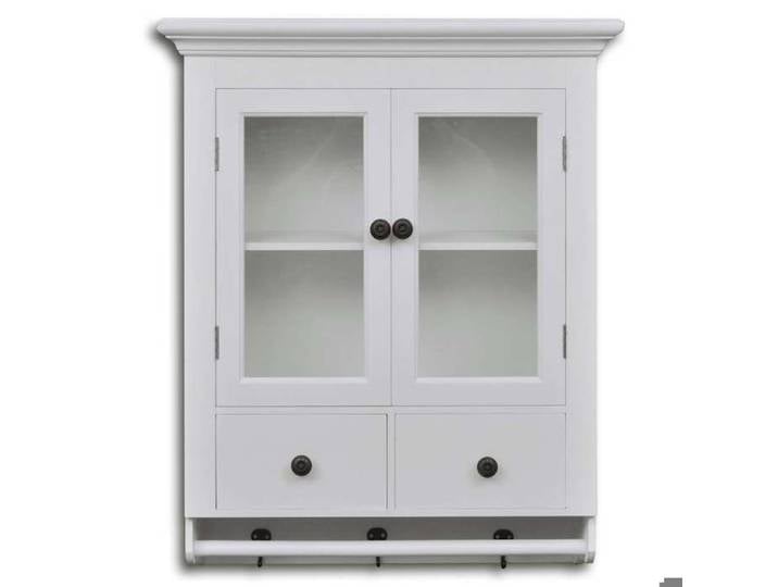 Remise Placard de cuisine - Blanc - Placard mural de cuisine - avec porte - en verre - Bois - blanc_avn96t