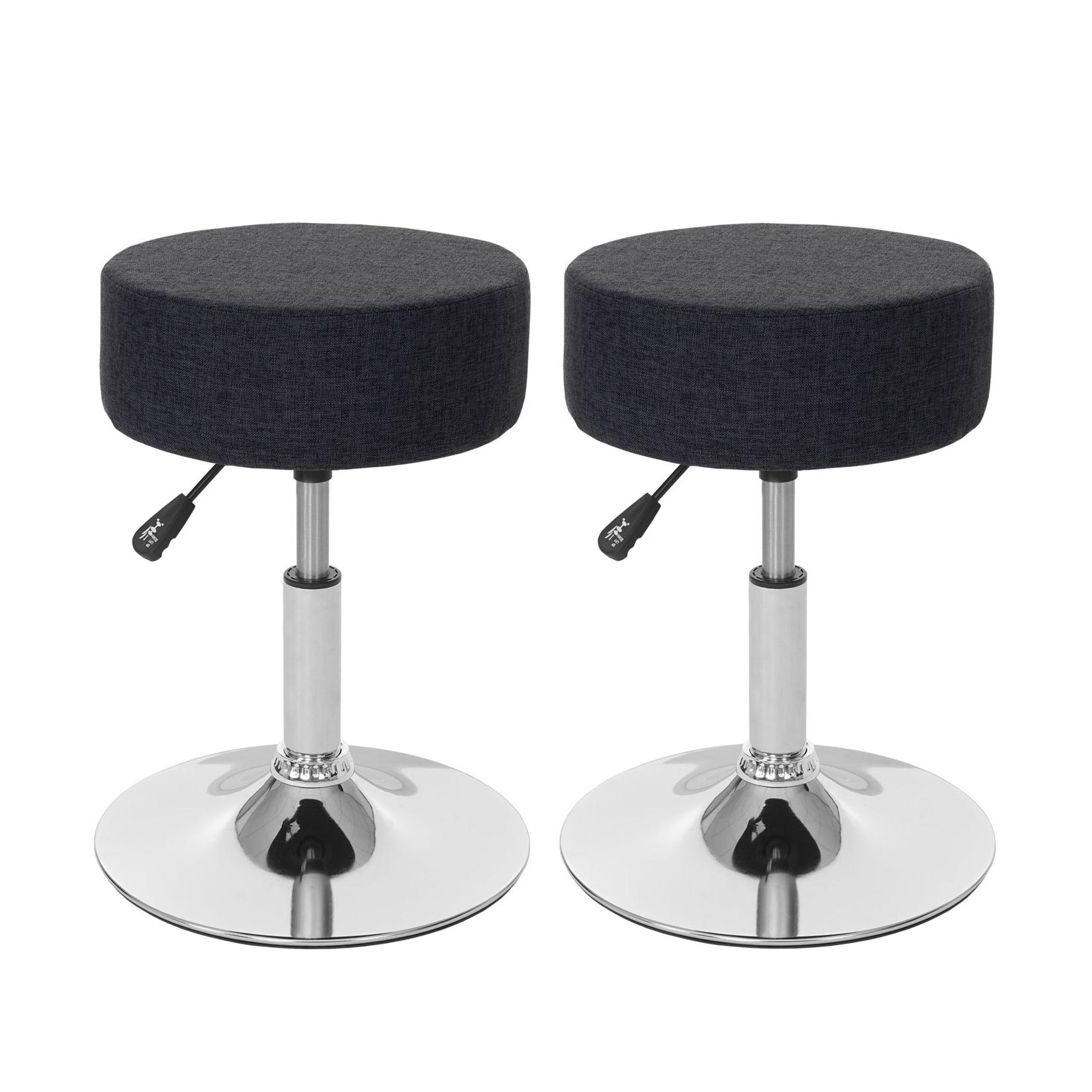 2er-Set Hocker MCW-C22, Sitzhocker Schminkhocker, höhenverstellbar Ø 35cm ~ Textil, dunkelgrau
