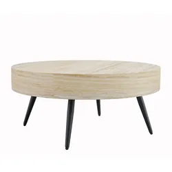 COUCHTISCH runder kaffeetisch travertin-optik