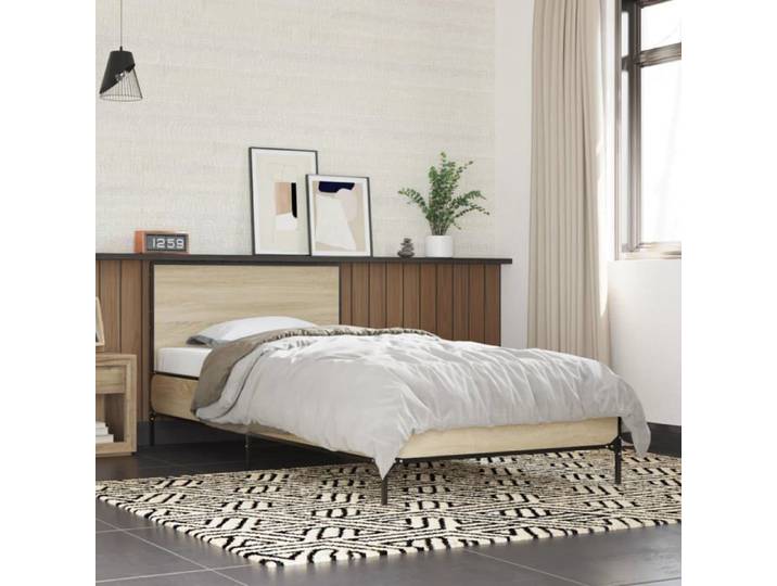 &Mode Cadre de lit 1 PERSONNE - BEWI - Structure de lit Adulte/enfant - sans matelas - chêne sonoma 90x190cm 440285