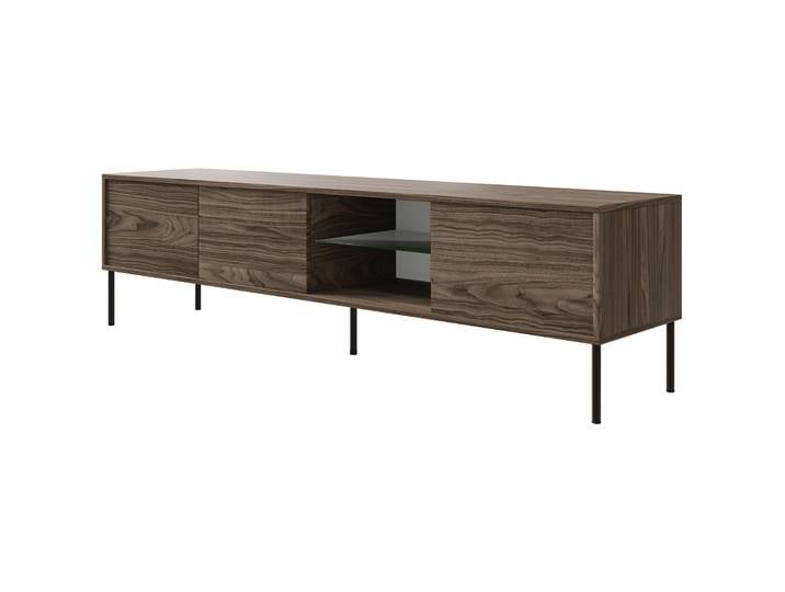 Drehtüriger TV-Schrank Modity mit Glasablage und Beleuchtung, 175