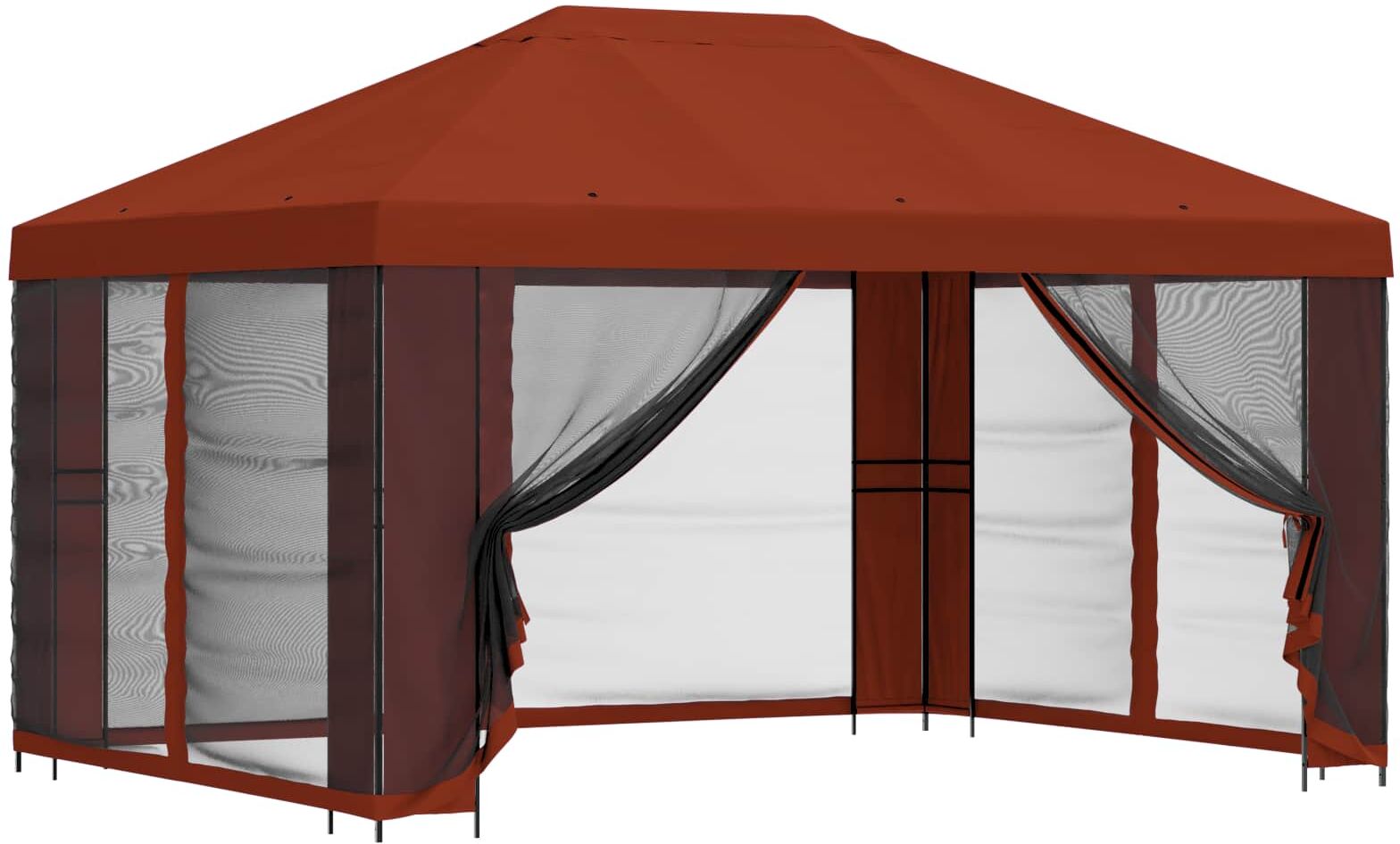 vidaXL Gazebo avec murs latéraux 4 × 3 m Terre cuite