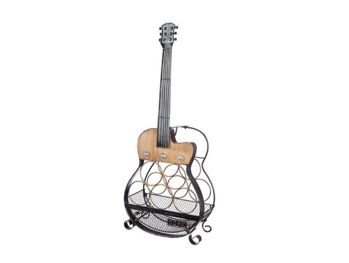 GILDE Weinregal CORK - Gitarrenweinregal in schwarz - H. 81,5cm für 5 Weinflaschen, 1xWeinregal, Regal - Wein - Geschenk - Hingucker - Wanddekoration - Korken