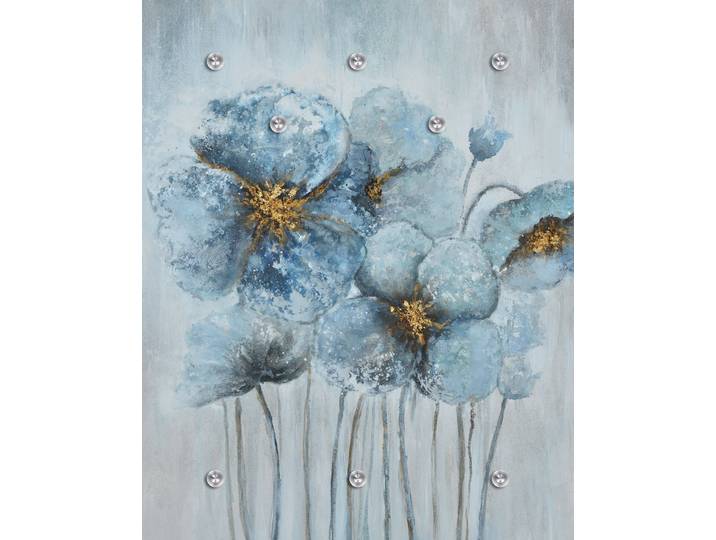 Garderobenpaneel QUEENCE Wandgarderobe mit Motiv Mohnblume inkl. Edelstahlhaken , blau, B:100cm H:120cm T:2,5cm, Acrylglas, Edelstahl, Garderobenpaneele, Garderobenpaneel, HD Premium Druck auf Acrylglas