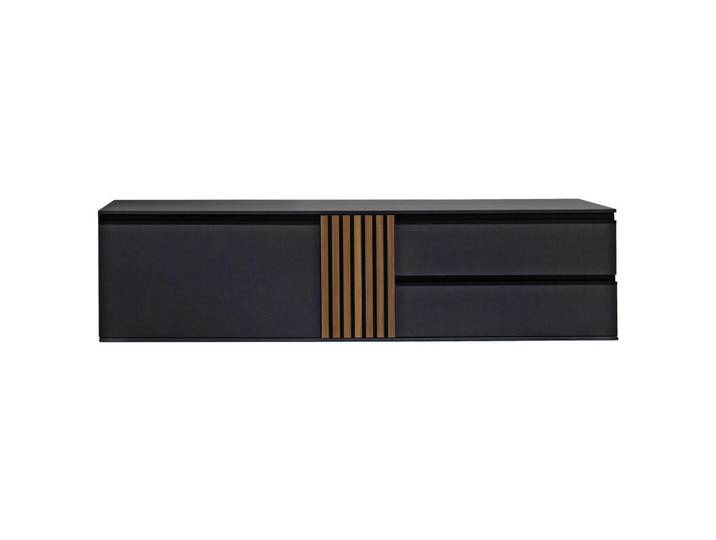 Moderano Lowboard, Anthrazit, Nussbaum, Kunststoff, Wildeiche, furniert, 2 Fächer, 2 Schublade(n) Schubladen, 187x61x45 cm, Handmade in Germany, Typenauswahl, stehend, in verschiedenen Holzarten erhältlich, Holzmöbel, Kleinmöbel Holz, Holzkommoden, Lowboards Holz