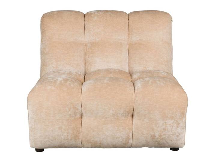 Sofa-Element Hackman No Arm, Beige Velours mit Kiefernholz-Gestell
