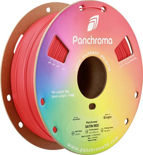 Polymaker CA05008 Panchroma Satin Filament PLA hohe Steifigkeit, Satiniert 1.75mm 1000g Rot 1St.