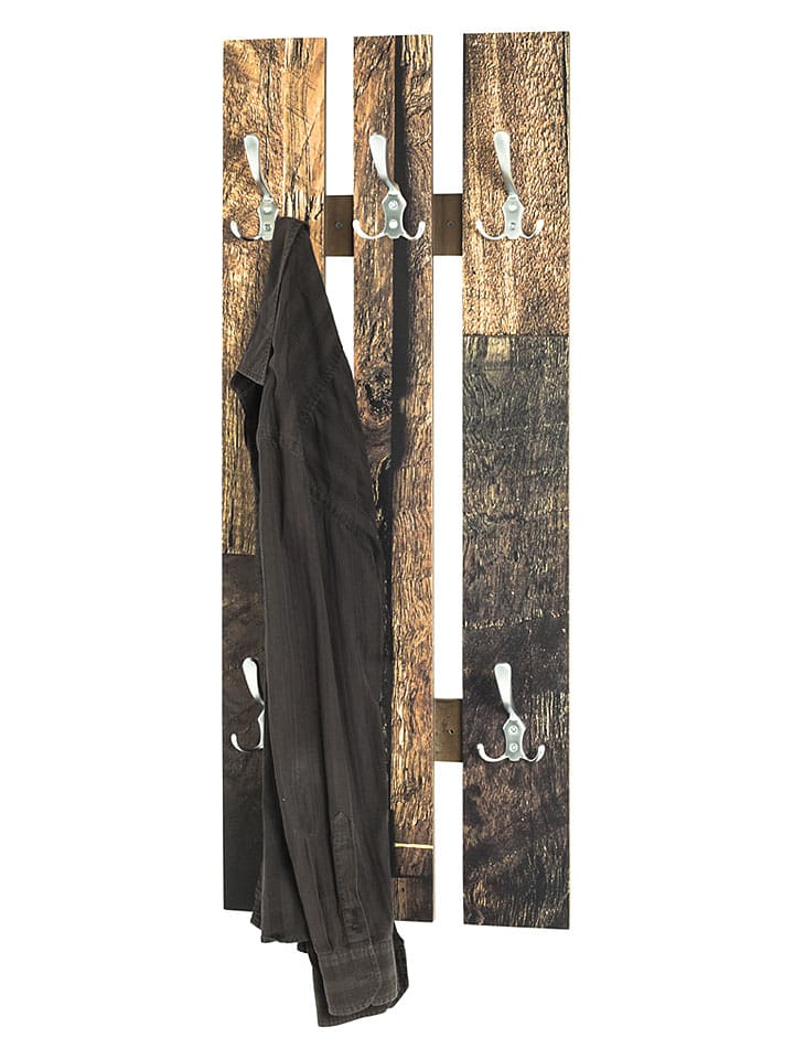 HAKU Möbel Wandgarderobe "Parkett" in Hellbraun/ Silber - (B)40 x (H)100 x (T)9 cm - onesize
