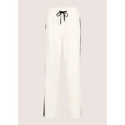 Schlupfhose MADELEINE "Jerseyhose Schlupfhose mit Galonstreifen", Damen, Gr. 20, Normal- und Kurzgrößen, weiß (wollweiß, schwarz), Modern, weit, Hosen Schlupfhose, Hose mit seitlichen Galonstreifen