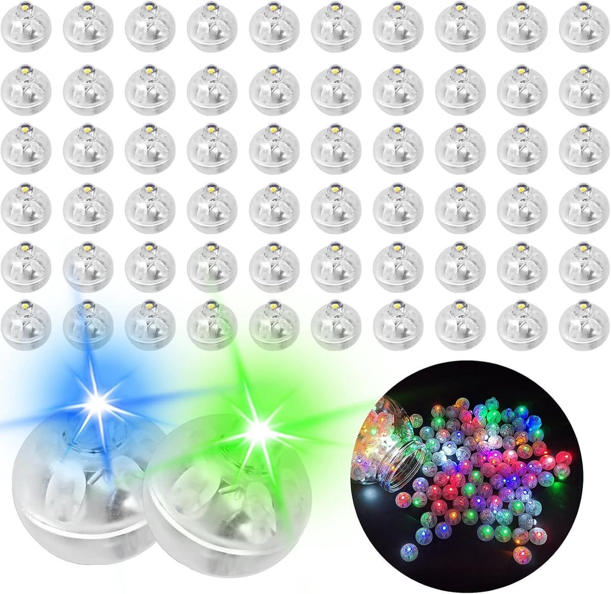 60 stuks Kleurrijke Mini LED-lichtbollen voor Ballonverlichting en Decoratie