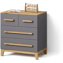 KOMMODE Mailo Grau/Artisan 80 x 88 cm mit 4 Schubladen