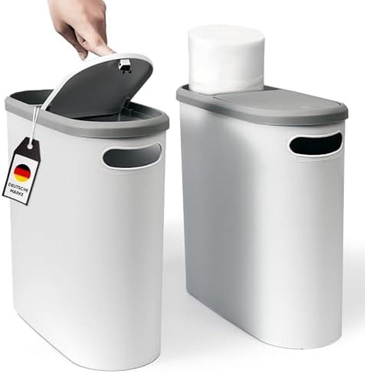 PromoHome Kleine afvalemmer met deksel en persfunctie, 10 liter, voor badkamer en keuken