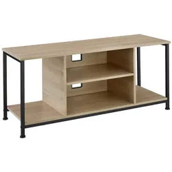 tectake TV-Regal mit 4 offenen Fächern und verstellbarem Einlegeboden  Industrial Holz Hell, Eiche Sonoma