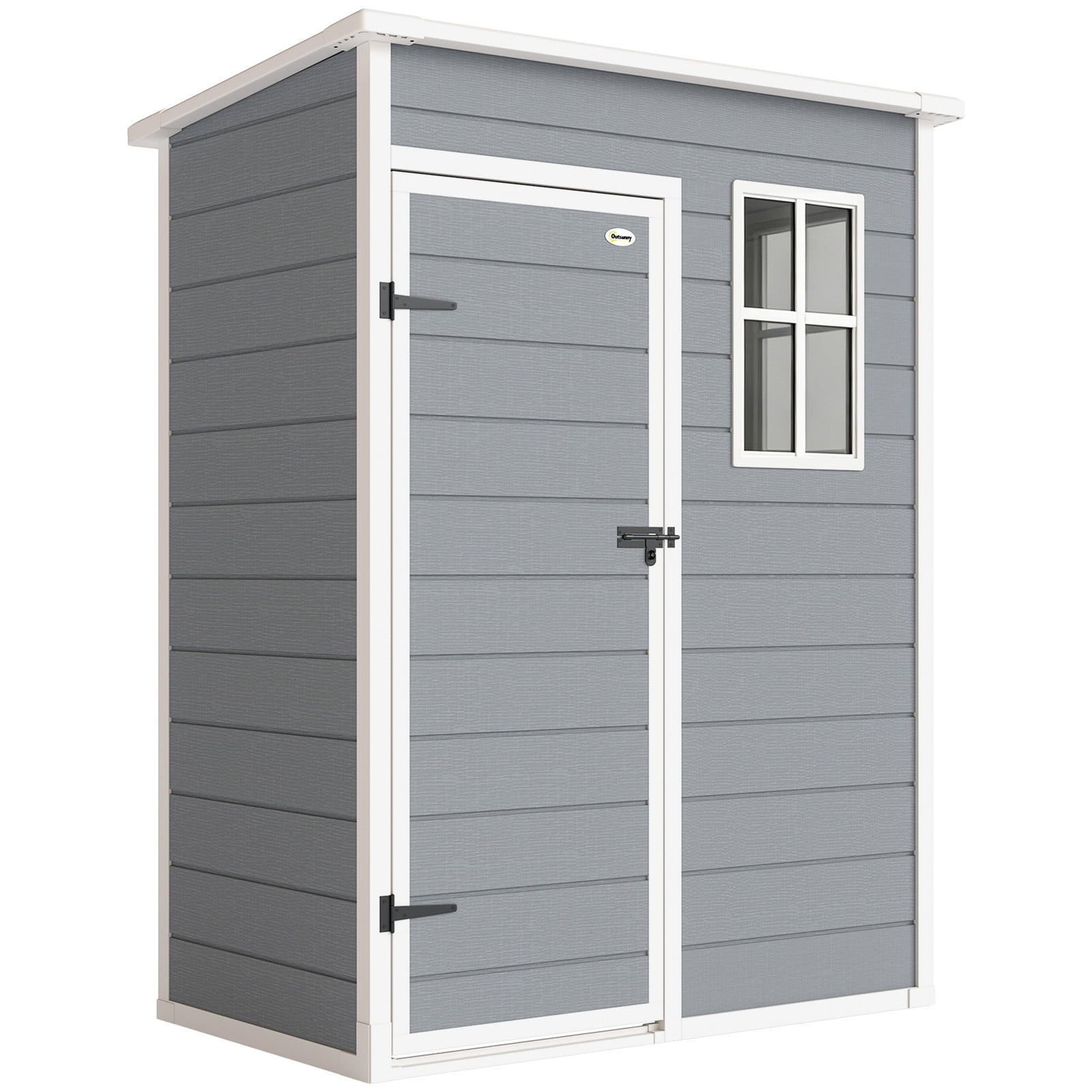 Outsunny Gereedschapsschuur met Lessenaarsdak en Raam, Grijs, B/D/H: 151 x 92 x 193 cm