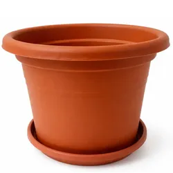 BigDean 1 Stück Blumentopf mit Untersetzer rund ø 40 cm Terracotta  – wetterfester Pflanzkübel Made in Europe