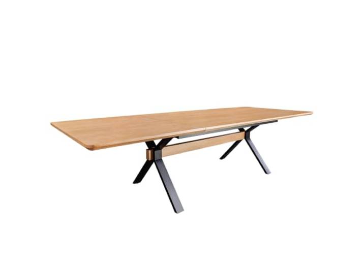Riess Ambiente Esstisch Giant - 180-220-260-300x110cm - Natur - Metall Platz für 12 Personen, ausziehbar, X-Gestell, Gestell: schwarz, Einlegeplatte, Bodenschoner, pflegeleichte Oberfläche