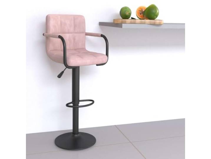 TEKGHUT Barhocker Rosa Samt Höhenverstellbar mit Gasdruckfeder, 360 Grad Drehbar, Stahlgestell, 110 kg Belastbar