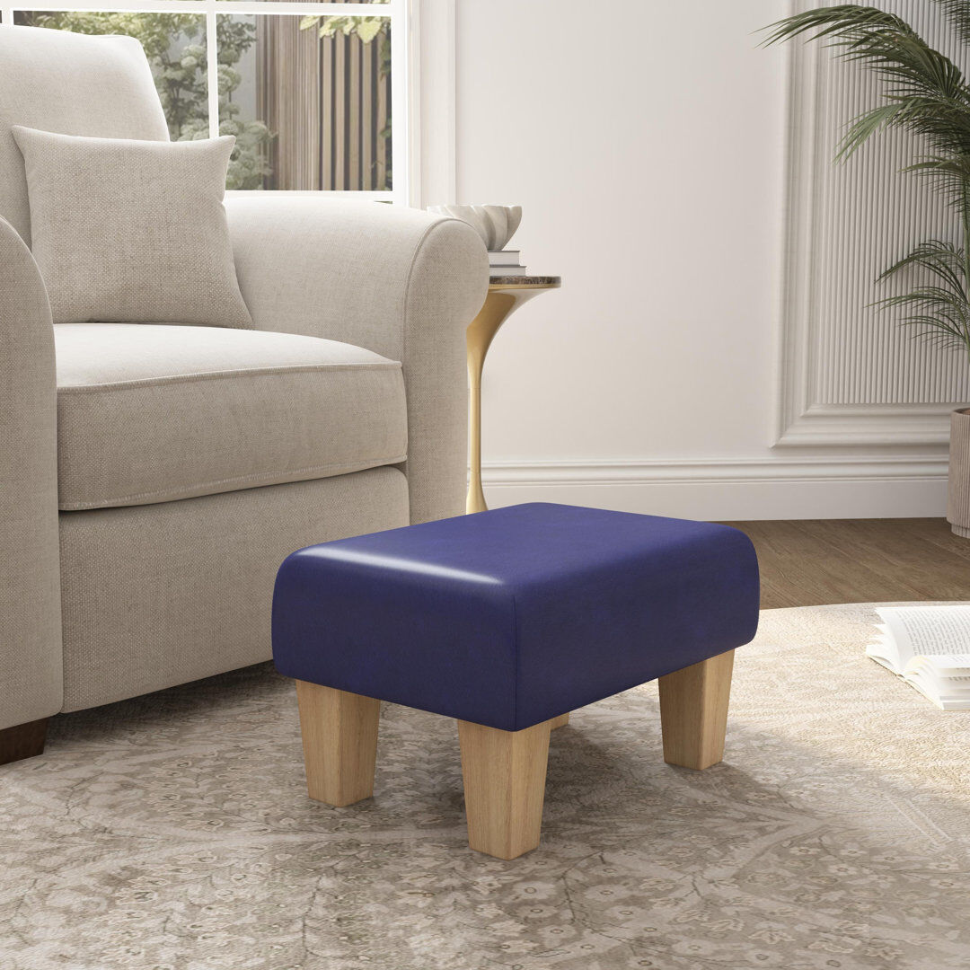 ClassicLiving Acierno Natural Wood Contemporary Leg - Faux Leather Blueberry Blue/Natural 27.5cm H X 45cm W X 45cm D
