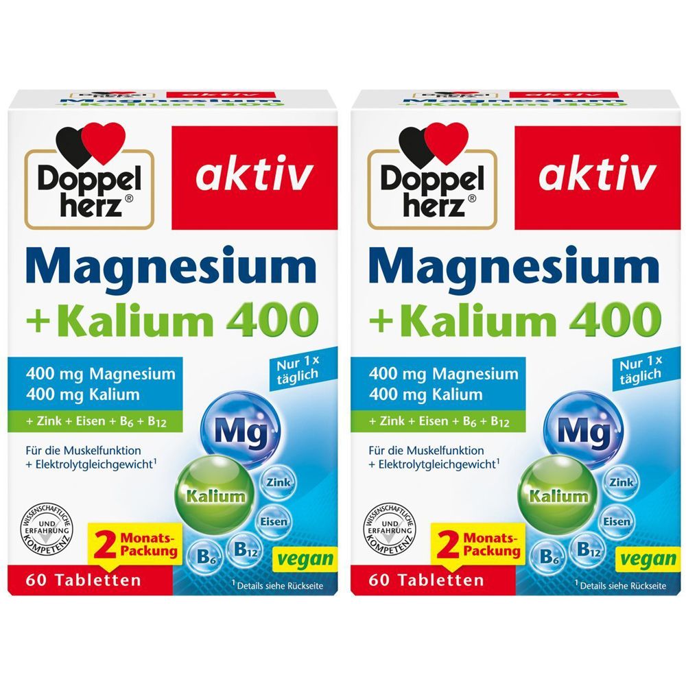 Doppelherz aktiv Magnesium +Kalium 400 Doppelpack 2x60 St Tabletten